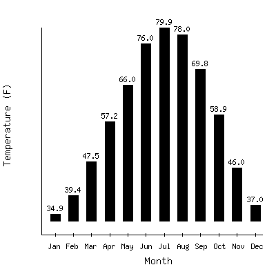 Plot of the average monthly temperatures in Boys Ranch, Texas.